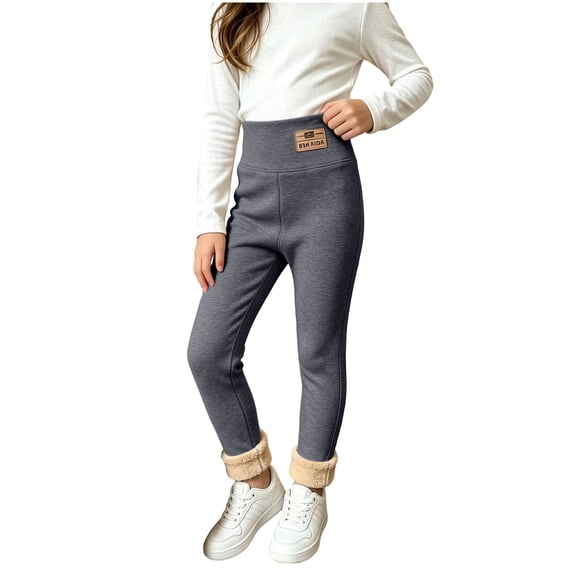 Fancifize Fleece Lined Leggings for Girls High Waist Cotton Blend Legging Pants Winter Thermal Yoga Tights, 2-15 Years