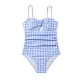 thumbnail image 1 of Fancifize Girl Plaid Swimsuit One Piece Strap Bikini Bathing Suit Summer Beach Wear Little Girls Swimwear for 6-12 Years, 1 of 6
