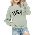 thumbnail image 1 of Fancifize Girl's Cute USA Print Sweatshirt Long Sleeve Crew Neck Pullover Tops T-Shirt Little/Big Girls Casual Drop Shoulder Shirt 1-12 Years, 1 of 1