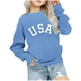 thumbnail image 1 of Fancifize Girl's Cute USA Print Sweatshirt Long Sleeve Crew Neck Pullover Tops T-Shirt Little/Big Girls Casual Drop Shoulder Shirt 1-12 Years, 1 of 7