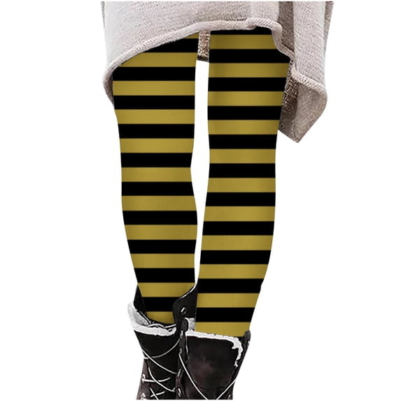 Fancifize Girl's Striped Pants Causal High Waist Tummy Control Tights Pant Quick Dry Running Workout Outfits Halloween Costume Clothes