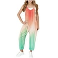 thumbnail image 1 of Fancifize Girl's V Neck Sleeveless Jumpsuits Color Block Spaghetti Straps Harem Long Pants Rompers With Pockets Kids Casual Overalls Pants 5-14Y, 1 of 8