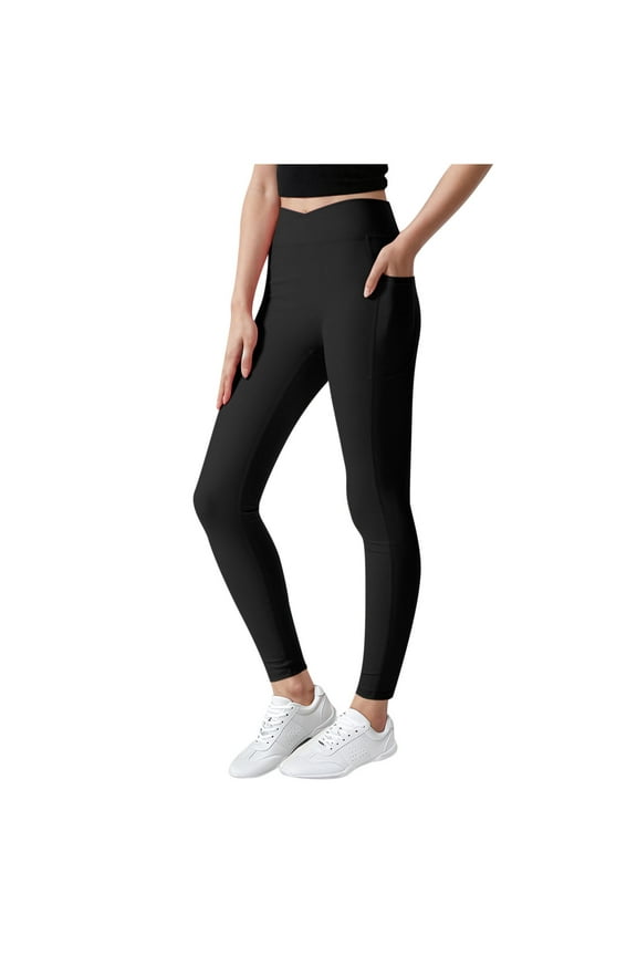 Girls' Athletic Leggings High Waisted Soft Comfy Elastic Pants Workout Active Dance Yoga Tights with Pockets for Kids 5-12 Years