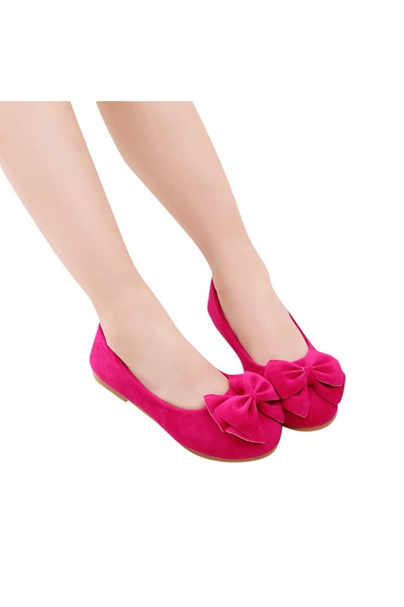 Girls' Ballet Flats with Bow - Shallow Cut Dance Shoes Soft Solid Color Shoes Princess Style Everyday Wear