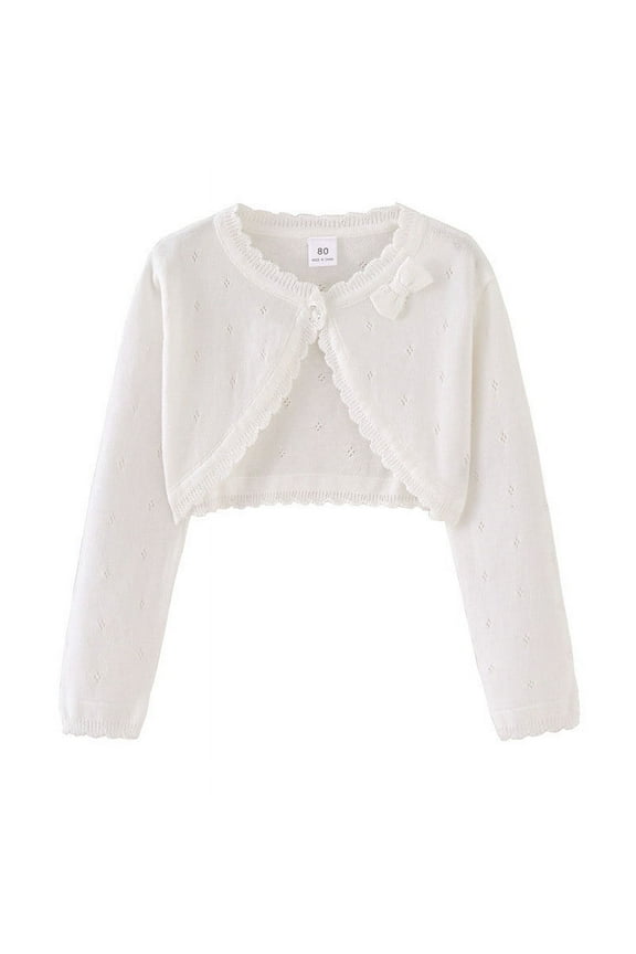 Girls Bolero Cardigan Cute Long Sleeve Button Cropped Sweater Knit Shrug Top Outwear