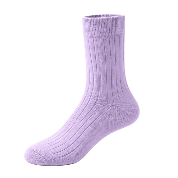 Fancifize Girls Boys Cotton Socks Kids Soft Strentch Bereathable Baisc Solid Color Ribbed Mid Socks 1-12 Years