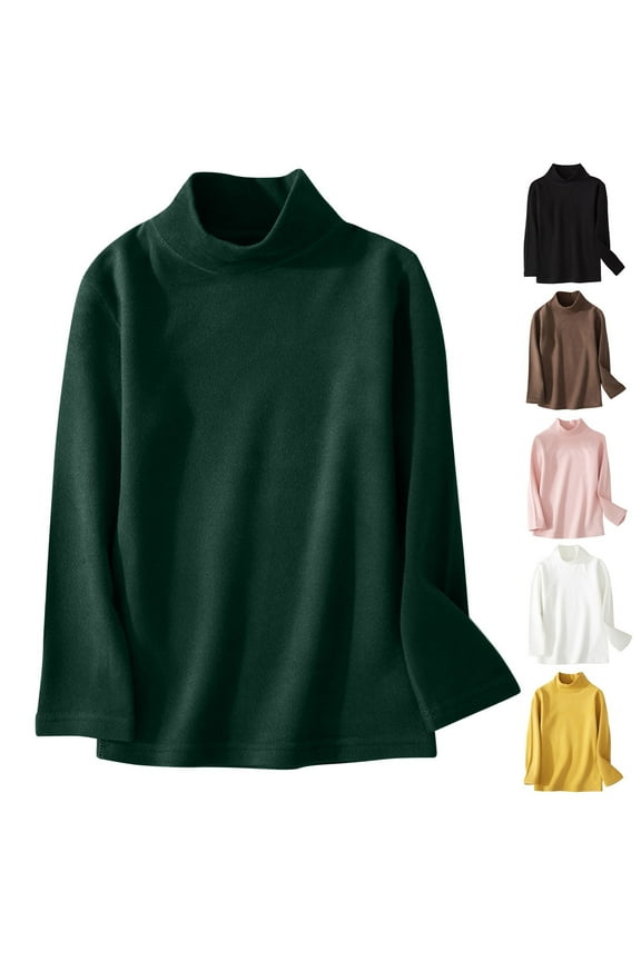 Girls Boys Mock Turtleneck Long Sleeve Shirt Basic Base Casual Loose Tee Tops Fall Winter Trendy School Clothes for Kids
