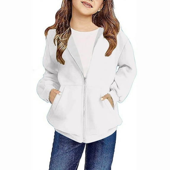 Fancifize Girls Boys Oversized Zip up Hoodies Fleece Sweatshirt Long Sleeve Fall Loose Jacket Preppy Trendy Coats with Pockets