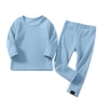 thumbnail image 1 of Fancifize Girls Boys Ribbed Lounge Sets Casual Long Sleeve Shirts Straight Leg Pants 2 Piece Loungewear Outfits, 1 of 6