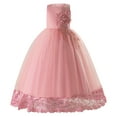 thumbnail image 1 of Fancifize Girls' Floral Lace Trim Dress - Kids Sheer Party Tutu (2T-14Y) Wedding Pageant Birthday Tulle Dress Christening & Special Occasion, 1 of 3