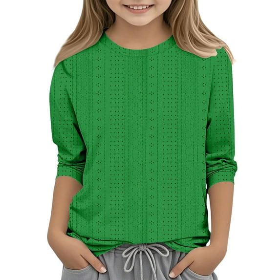 Fancifize Girls Keyhole 3/4 Sleeve Shirts Fashion Dressy Tunic Tops Teen Girls Lightweight Crewneck Loose Fit Blouses Top Size 3-12 Years