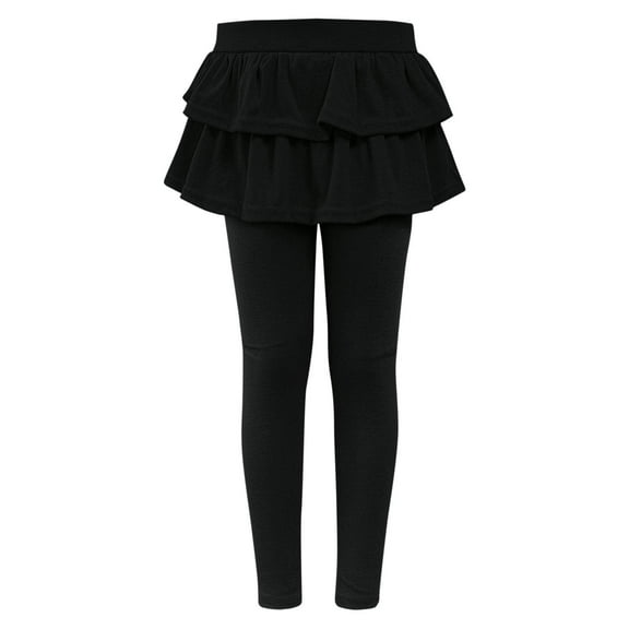 Fancifize Girls Leggings School Uniform Pants Elastic Ruffle Skirt Pants Pull On Stretch Warm Clothes Pantskirt 1-12 Years