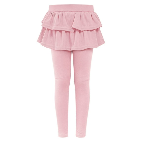Fancifize Girls Leggings School Uniform Pants Elastic Ruffle Skirt Pants Pull On Stretch Warm Clothes Pantskirt 1-12 Years