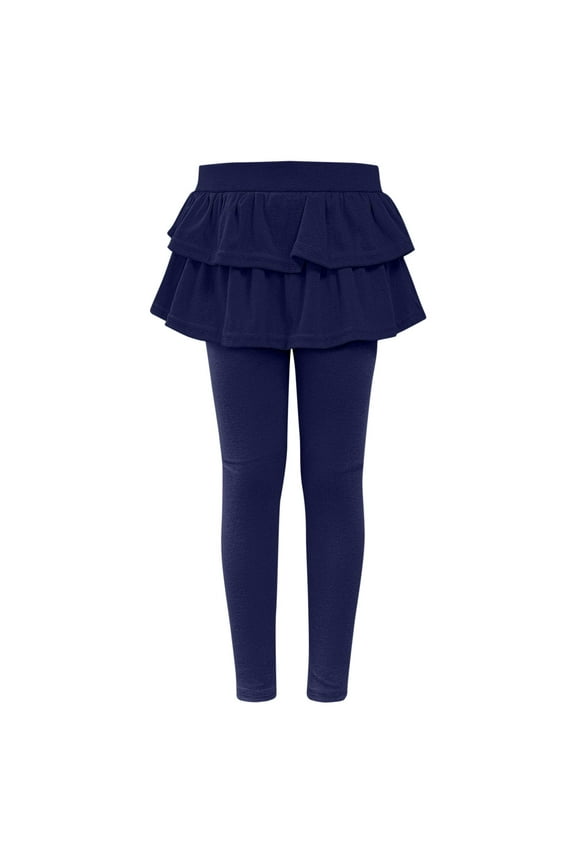 Girls Leggings School Uniform Pants Elastic Ruffle Skirt Pants Pull On Stretch Warm Clothes Pantskirt 1-12 Years