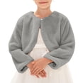 thumbnail image 1 of Fancifize Girls Long Sleeve Cardigan Bolero Shrug Furry Long Sleeve Cropped Top Cute Jacket Outwear for Toddler Flower Girl Princess Cape Winter, 1 of 4