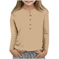 thumbnail image 1 of Fancifize Girls Long Sleeve Henley T-Shirts V Neck Fashion Dressy Tunic Tops for Teen Girls Lightweight Cute Blouses Top Size 3-12 Years, 1 of 6