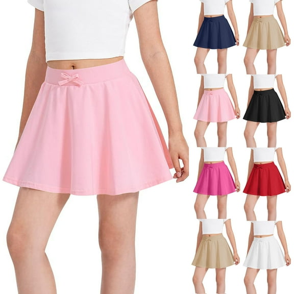 Fancifize Girls Pleated Sports Skirt Bow Knot Casual Short Skirt Lightweight Stretchy Waist Summer Playdates Ages 3-13 Years