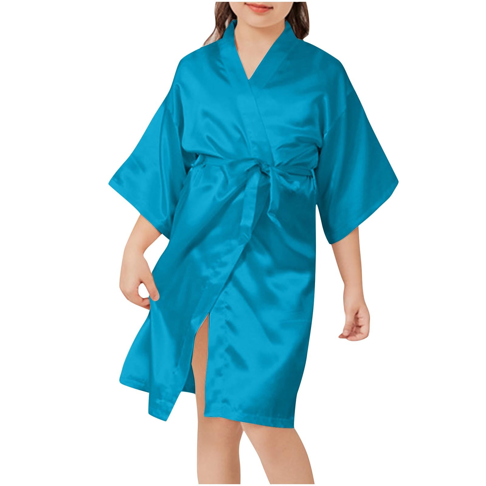 Fancifize Girls' Satin Kimono Robe (2-14Y) - 3/4 Sleeve Luxurious ...