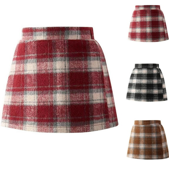 Fancifize Girls' School Uniform Plaid Skirt High Waist Preppy Academic Skirts Fall WInter Dress for 11-18 Years