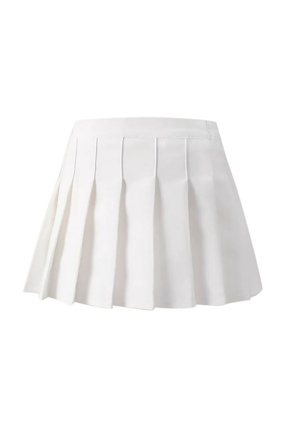 Girls' School Uniform Pleated Skirt - Mini Length Skirt with Built-in Shorts Preppy Style Skirt