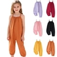 thumbnail image 1 of Fancifize Girls Summer Casual Overalls Loose Pleated Solid Color Harem Jumpsuits Kids Vacation Beach Rompers, 1 of 6