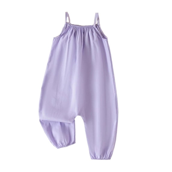 Fancifize Girls Summer Casual Overalls Loose Pleated Solid Color Harem Jumpsuits Kids Vacation Beach Rompers
