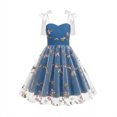 thumbnail image 1 of Fancifize Girls Tulle Floral Embroidered Midi Dress Bow Strap Sleeveless Princess Dresses for Party Wedding Birthday 5-11 Years, 1 of 5