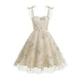 thumbnail image 1 of Fancifize Girls Tulle Floral Embroidered Midi Dress Bow Strap Sleeveless Princess Dresses for Party Wedding Birthday 5-11 Years, 1 of 5