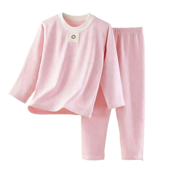 Fancifize Kids 2 Piece Pajama Set Casual Crew Neck Long Sleeve Top and Pants Elastic Waist Fall Winter Sleepwear Lounge Set Pjs Nightwear for Girls Boys