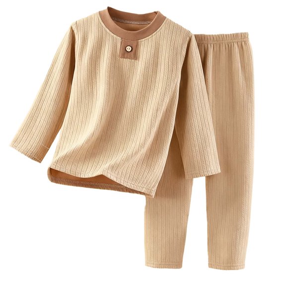 Fancifize Kids 2 Piece Pajama Set Casual Crew Neck Long Sleeve Top and Pants Elastic Waist Fall Winter Sleepwear Lounge Set Pjs Nightwear for Girls Boys
