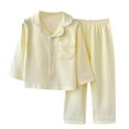 thumbnail image 1 of Fancifize Kids 2-Piece Soft Cotton Pajama Set Button Down Long Sleeve Top Pants Outfits Loose Sleepwear pj Set Loungewear Nightwear for Girls Boys, 1 of 4