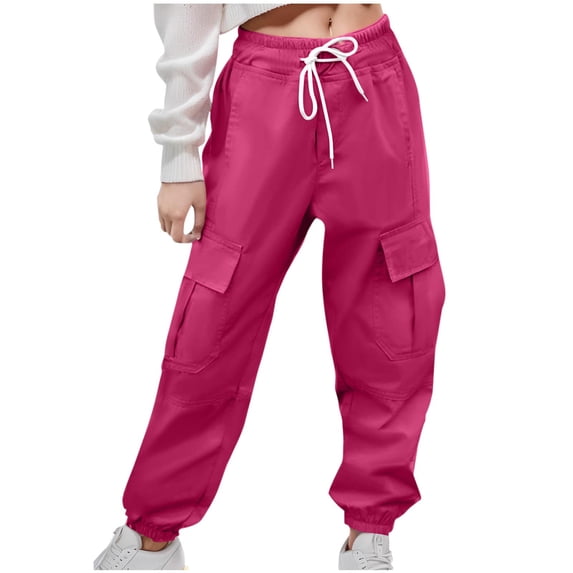 Fancifize Kids Cargo Pants Casual Elastic Waist Drawstring Comfortable Sweatpants Workout Athletic Joggers Trousers with Pocket