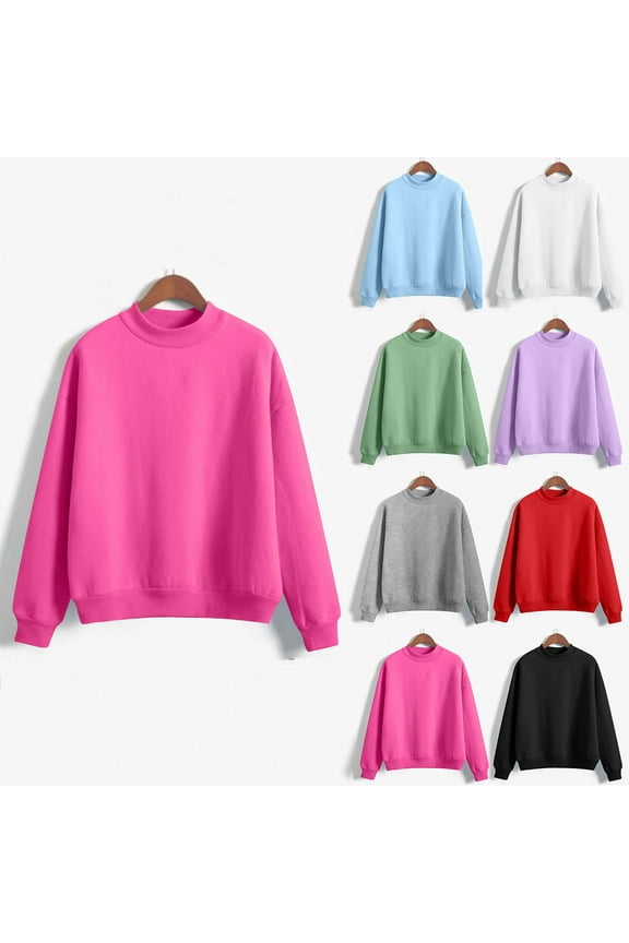 Kids Crew Neck Sweatshirt Long Sleeve Solid Color Pullover Top School Uniform Outfits Fall Workout Clothes for Girls Boys