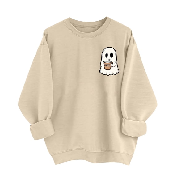 Fancifize Kids Halloween Hoodies Fleece Sweatshirt Long Sleeve Comfort Pullover Ghost Graphic Top Casual Loose Fall Clothes for Girls Boys