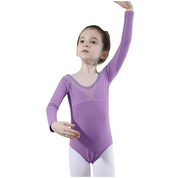 Fancifize Kids Long Sleeve Ballet Leotard Stretch Wrinkle Resistant Bodysuit Full Coverage Design for Dance Performance 5-18Y
