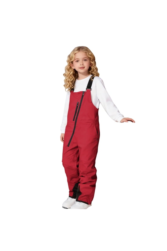 Kids Snow Overalls One Piece Waterproof Windproof Outdoor Jumpsuits Comfy Casual Snowsuit with Pockets for Girls Boys