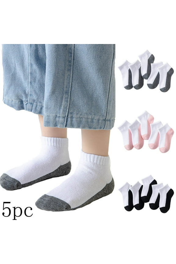Kids Socks Sport Quarter Half Cushion Socks Boys' Girls' Low Cut Cotton Ankle Socks Casual Comfortable No Show Socks Aged 1-12, 5 Pack