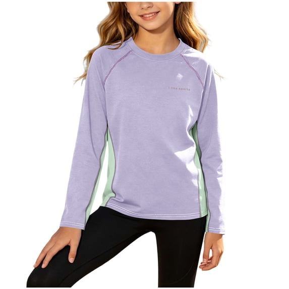 Fancifize Kids UTF 50+ Sun Protection Shirts Teen Girls Long Sleeve Rash Guard Pullover Tops for Outdoor Athletic Size 4-16