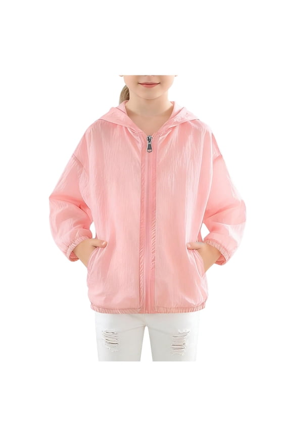 Kids Zip Up Hoodie Girls Boys Sun Protection Casual Jacket Breathable Dry Fit Jackets Summer Going Out Outwear with Pockets