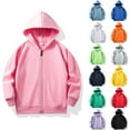 thumbnail image 1 of Fancifize Kids Zip up Hoodies Sweatshirt Casual Trendy Fall Jacket Long Sleeve Loose Coat School Teens Outwear with Pockets for Girls Boys, 1 of 3