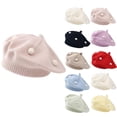 thumbnail image 1 of Fancifize Knit Beret Hats for Girls Boys Cute Cozy Soft Stretchy Caps Kids Winter Warm Beret Hat 3-48 Months, 1 of 3