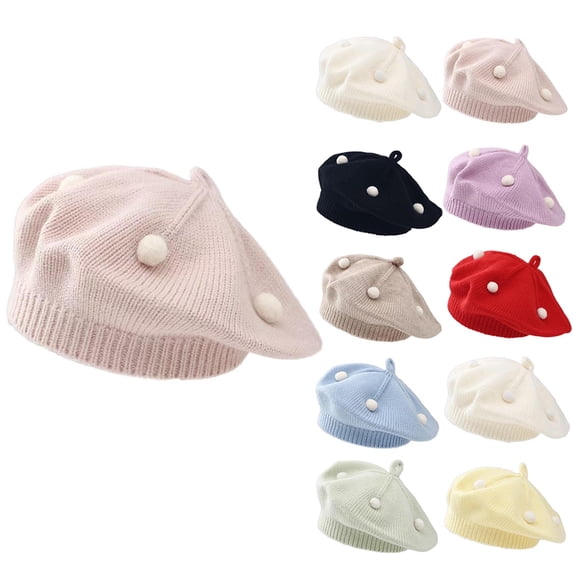 Fancifize Knit Beret Hats for Girls Boys Cute Cozy Soft Stretchy Caps Kids Winter Warm Beret Hat 3-48 Months