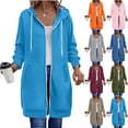 thumbnail image 1 of Fancifize Long Hoodies for Women Zip up Double Zipper Fleece Oversized Coats Casual Fall Winter Sweatshirts Jackets with Pockets, 1 of 5
