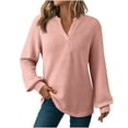 thumbnail image 1 of Fancifize Long Sleeve Shirts for Women Waffle V Neck Tunic Tops Causal Loose Fit Dressy Pullover Basic Fall Outfits, 1 of 5