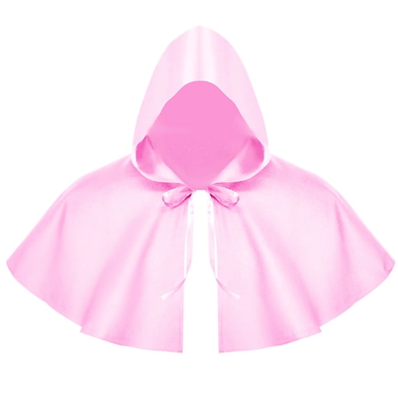 Fancifize Medieval Renaissance Hooded Cloack for Women Halloween Haliday Open Front Lace-Up Shawl Scarf Costume,Pink