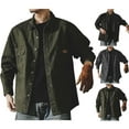 thumbnail image 1 of Fancifize Men's Button Down Shirt Shacket Vintage Long Sleeve Collared Shirt Jacket with Pocket Casual Work Fall Outwear, 1 of 5