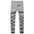 thumbnail image 1 of Fancifize Men's Casual Dress Pants Stretch Skinny Flat-Front Slim Fit Plaid Chinos Pants Casual Straight Leg Business Suit Pants, 1 of 5