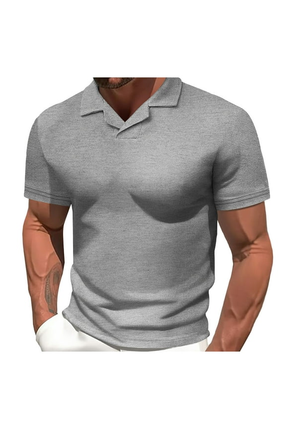 Men's Casual Golf Work Shirts Short Sleeve Fashion Golf Shirt Spread Collar Classic Slim Fit T-Shirts for Men