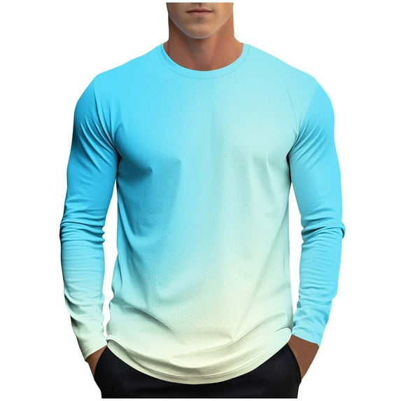 Fancifize Men's Casual Long Sleeve Shirts Color Block Crew Neck Pullover Tops Loose Fall Winter Outfits