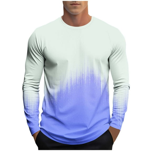 Fancifize Men's Casual Long Sleeve Shirts Color Block Crew Neck Pullover Tops Loose Fall Winter Outfits